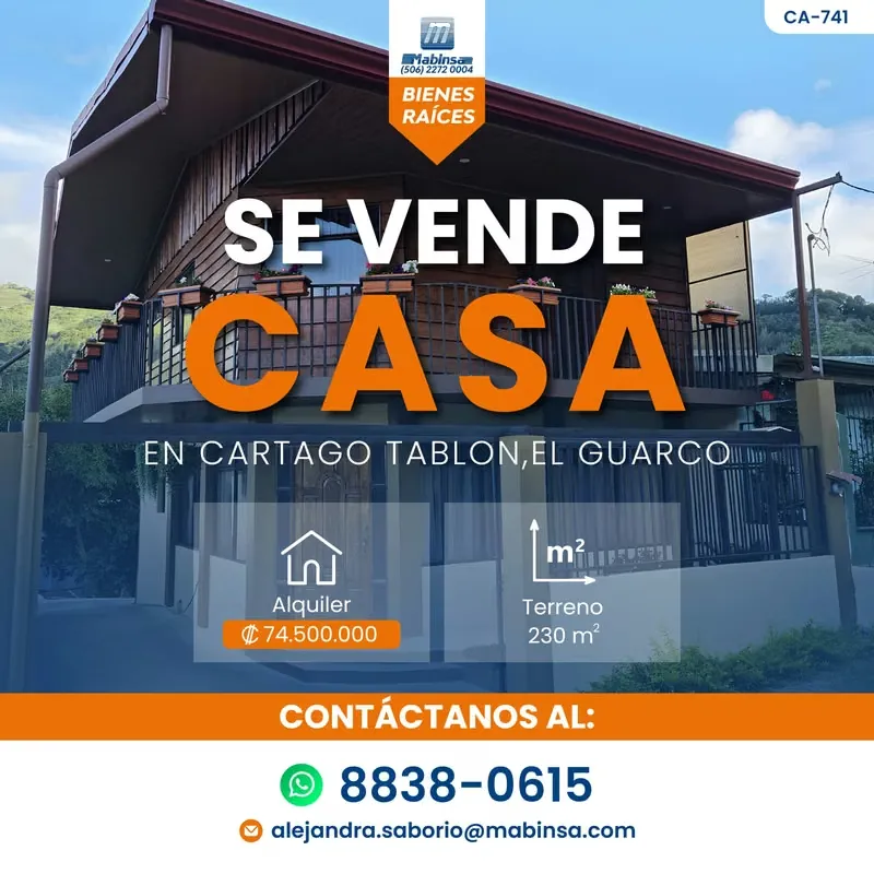 CA-741 - House for sale in Tablón, El Guarco, Cartago