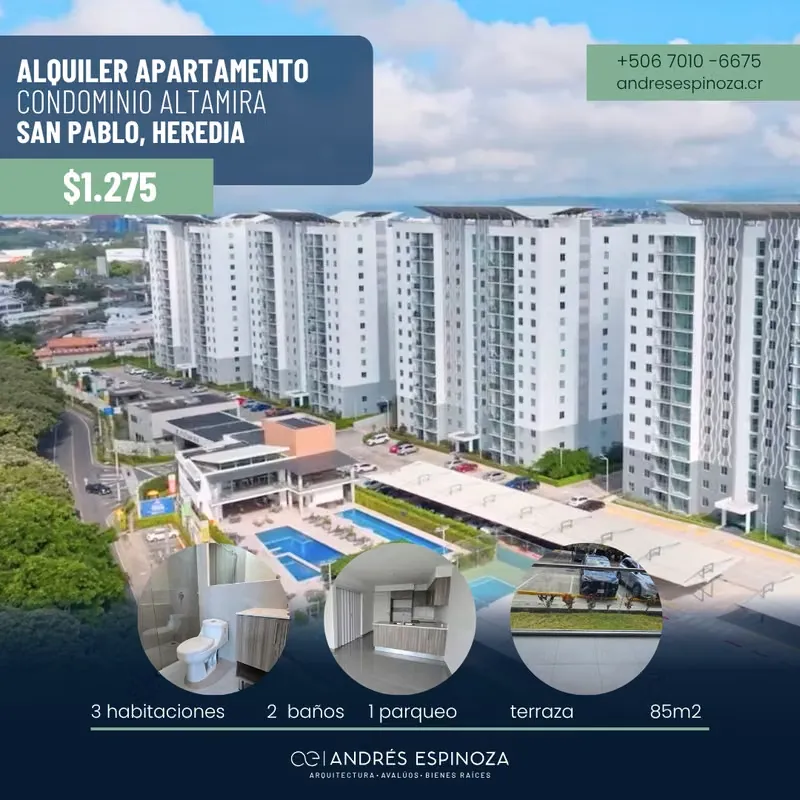 AE ARQUITECTURA | CONDO FOR RENT ALTAMIRA HEREDIA AE 1170-2