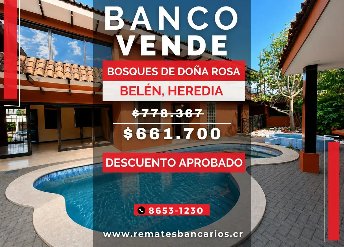 Venta de casa, Bosques de Doña Rosa con piscina propia, Belén, Heredia, Remate