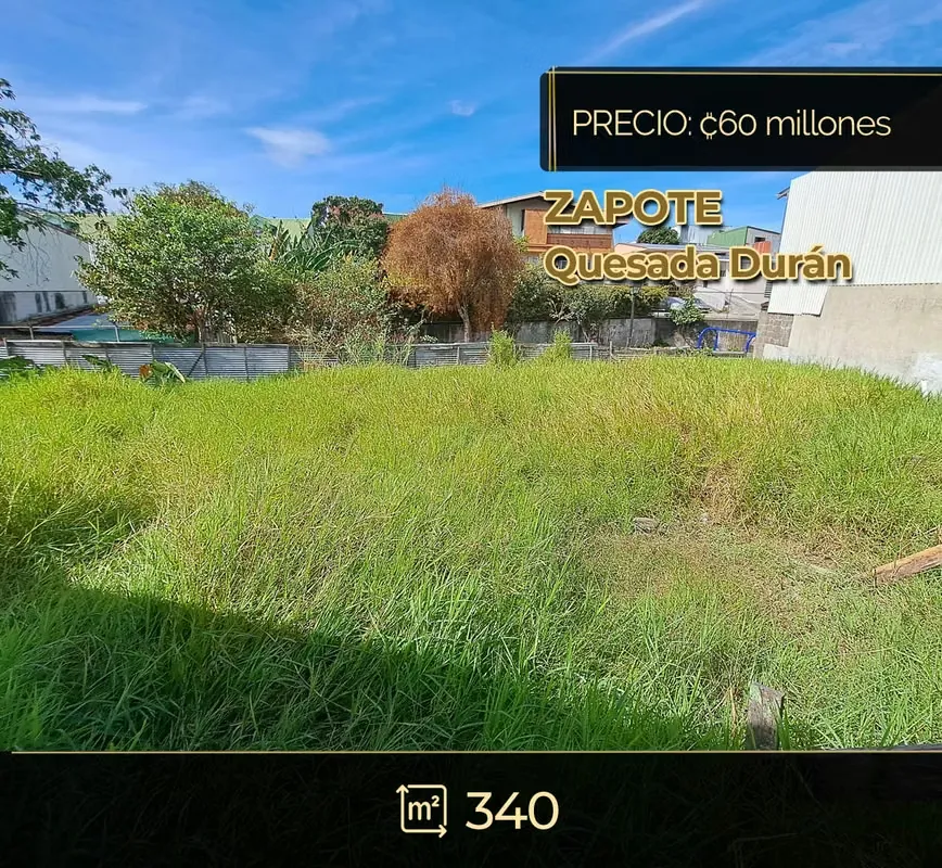 Land in Zapote for sale, very good location, residential area of high demand