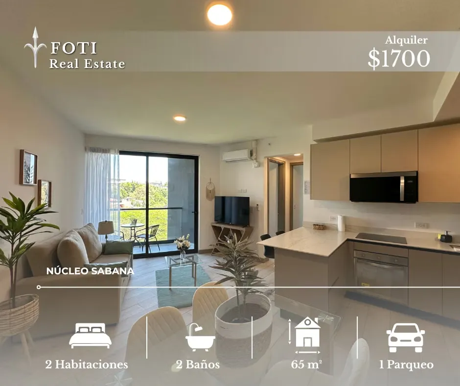 Modern apartment furnished on the 9th floor with green view to the biological corridor of the Natural Routes. Strategic location near La Sabana, ...